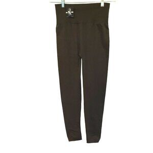 NWT Et Tu Women's Plus Size Activewear Leggings OS Plus Chocolate Brown Stretchy